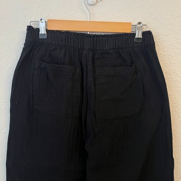 Old Navy Crinkle Gauze High Rise Wide Leg Pull-On Ankle Pants Small Black Cotton - Picture 6 of 12